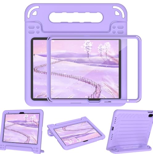 BMOUO Kids Case for iPad (A16) 11th Generation 11 2025/iPad10th Generation 10.9 Inch 2022 - with Screen Protector Shockproof Handle Stand iPad 11th/10th Generation Case for Kids Light Purple