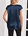 Zeagoo Business Casual Tops for Women Satin Silk Short Sleeve Tshirts Trendy Dressy Navy Blue Shirts Formal Clothes