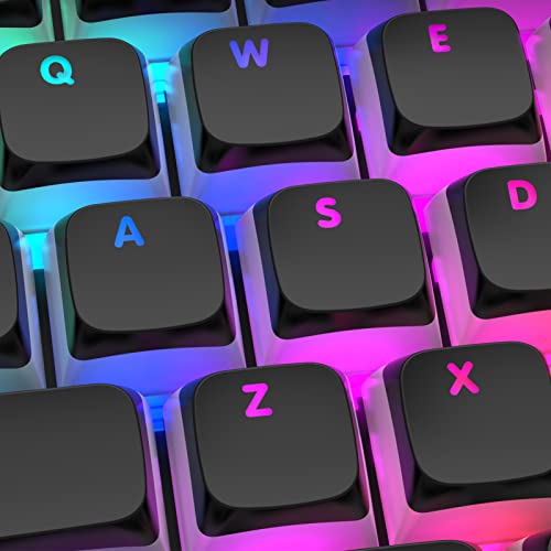 NPET KC20-01 Pudding Keycaps, Doubleshot PBT Keycap Set with Translucent Layer, for Mechanical Keyboards, Full 104 Key Set, XDA Profile, US Layout, Black
