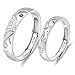 Bague de Fiançailles Homme Femme 2PCS Gravée I Love You, Anneau Réglable en Argent 925 avec Motif Soleil et Lune, Montagne et Mer Amour Éternel pour Anniversaire