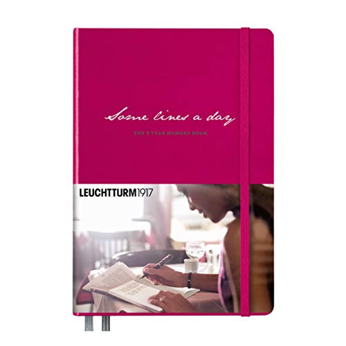 LEUCHTTURM1917 Some Lines A Day - 5 Year Memory Notebook - Hardcover Journal (Berry) - 366 Pages for 5 Years of Entries