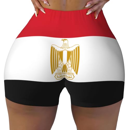 Egyptian Flag Pattern Sports Shorts, high Elastic Slim Fitness Pants, Suitable for Yoga/Leisure/Daily wear