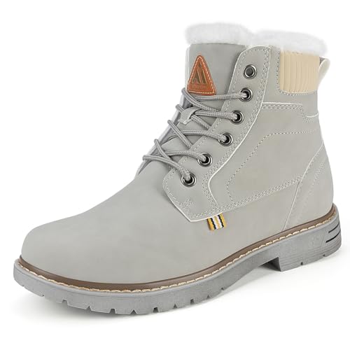 Mishansha Winterschuhe Damen Warme Gefüttert Winterstiefel Frauen Stiefeletten Grau Gr.41