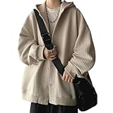 [link bleu] 最終セール リンクブルー ライト アウター ビッグ シルエット パーカー オーバー サイズ ワッフル 男女 兼用 秋 冬 春 ユニセックス メンズ (M, ベージュ)