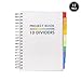 Pukka Pad B5 Subject Notebook with 10 Repositionable Dividers for Organization - 12 Pack – 400 Perforated Pages of 80GSM Paper – 200 Sheet Notebook for School, Office, and Home – White, 7.48 x 9.84in