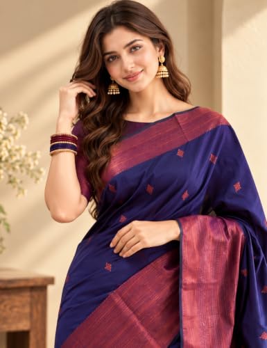 Image of Womens Banarasi Kanjivaram Silk Saree with Blouse Piece