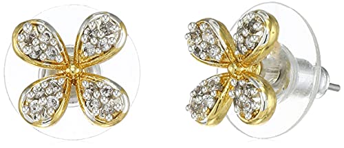 Image of Estele 24kt Gold Plated Crown Element CZ Stud Earring for Women
