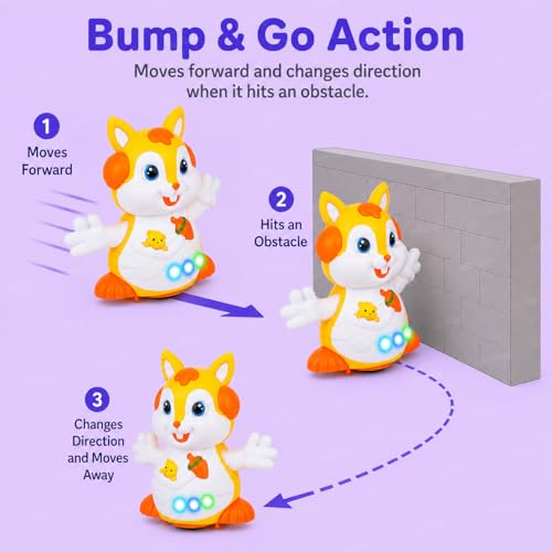 Image of Zest 4 Toyz Musical Toy for Kids with Lights and Music Dancing Squirrel Walking Motion Swaying Hands Blinking Eyes Battery Operated Sound Toy for Boys & Girls Age 3+ (Random Color)