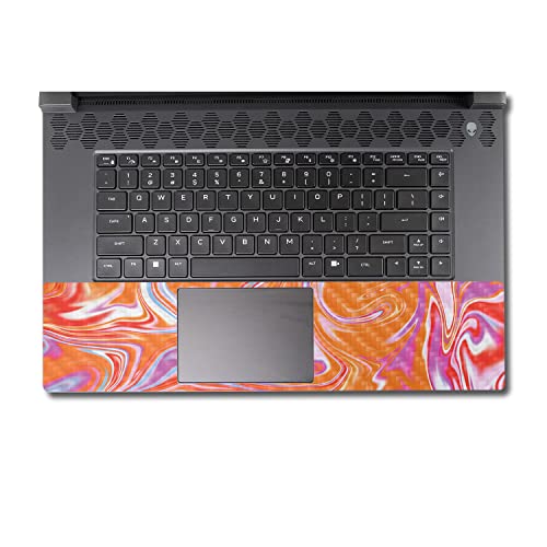 Image of MightySkins Carbon Fiber Skin Compatible with Alienware M17 R5 (2022) Full Wrap Kit - Orange Swirl | Protective, Durable Textured Carbon Fiber Finish | Easy to Apply & Change Styles | Made in The USA