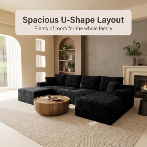 Image of Modular Cloud Sectional Sofa, Oversized Corduroy Boneless Couch | Luxury Comfort, Deep Seat, Couches for Living Room and Apartment, No Assembly Required