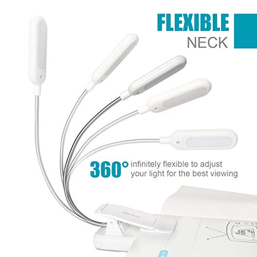 Image of VAVOFO Book Light, Rechargeable Clip On Reading Light 7 LEDs with 9 Brightness Levels for Bed and Desk Studying (White 2-Pack)