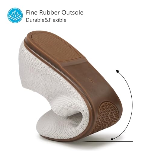 Image of Frank Mully Women's Ballet Flat Shoes Knit Dress Shoes Round Toe Slip On Ballerina Flats for Woman Low Wedge Comfort Soft