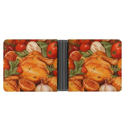 Roast Chicken Food Funny Billfold Wallet Credit Card Holder Slim Passcase Pouch Purse for Men Women