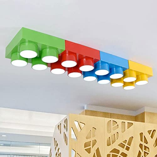 Building Block Plafoniera per sala giochi, Apparecchio per montaggio a incasso a LED per bambini in metallo Lampada da soffitto creativa moderna Illuminazione a sospensione per camera dei bambini Scuo