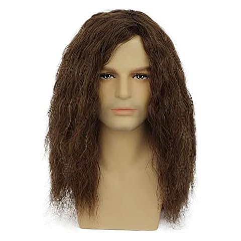 Beweig Mens Long Brown Wig Long Wave Wig for Men Middle Part Synthetic Heat Resistant Hair Wigs for Daily Party Costume Halloween Cover