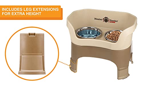Neater Feeder Deluxe With Leg Extensions For Large Dogs - Mess Proof Pet Feeder With Stainless Steel Food & Water Bowls - Drip Proof, Non-Tip, And Non-Slip - Cappuccino #TOP3