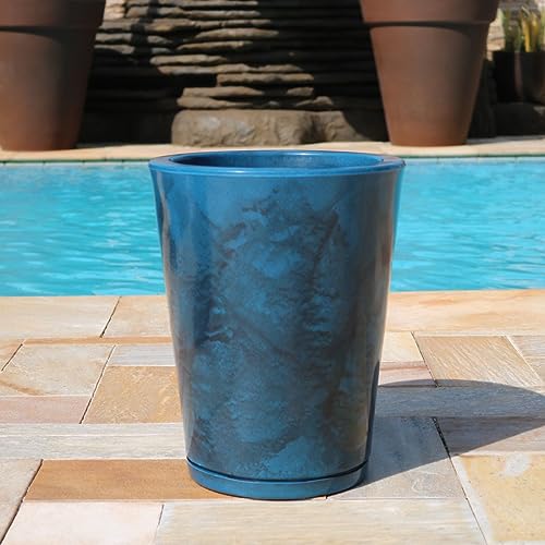 Vaso Decorativo Polietileno para Plantas Coluna Redonda Cone Lisa Moderna Jardim Sala N2 Com Prato 4
