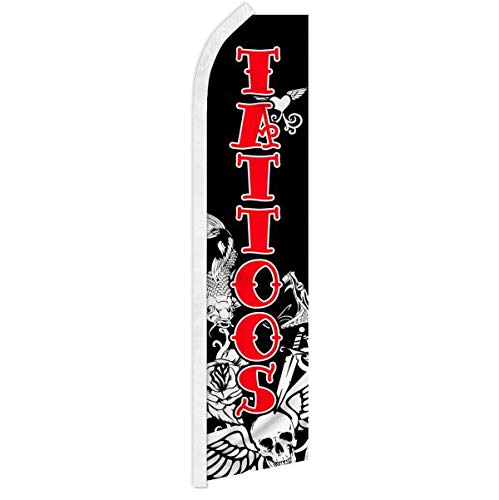 Tattoos Swooper Feather Advertising Flag - Perfect for Tattoo Shops, Piercing Shops, Festivals