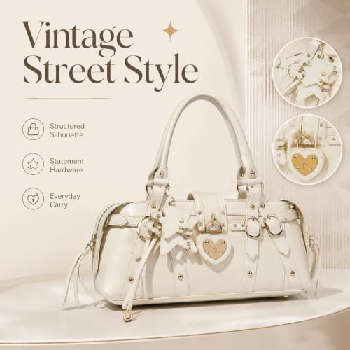 Image of Shoulder Purse for Women, Leather Women's Handbag Y2k Aesthetic Coquette Shoulder Bag Hobo Punk Trendy Ladies Purse