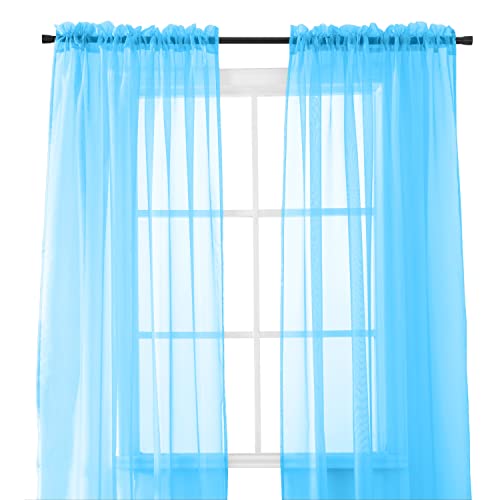 Elegant Comfort Lot de 2 Panneaux Transparents avec Passe-Tringle de 5,1 cm, Rideaux de fenêtre 101,6 cm de Large x 213,4 cm de Long, Turquoise