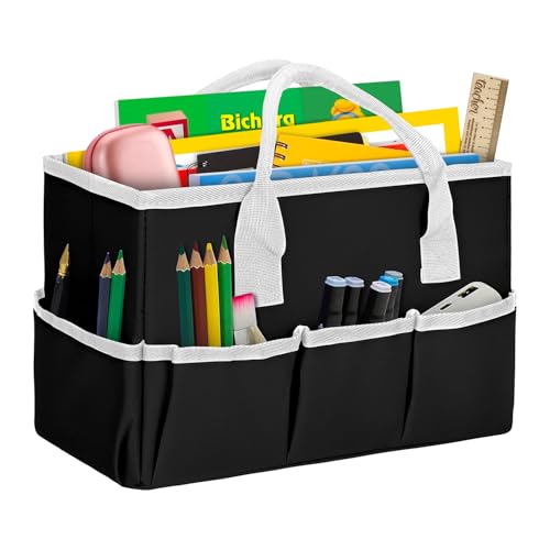 Image of Grekos Art Organizer Craft Storage Tote Bag, Tote Bags with Handles, Art Sewing Supply Bag for Organization Art,Craft,Office Supplies Storage for Teacher, Officer, Artist, Traveler and More (Black)