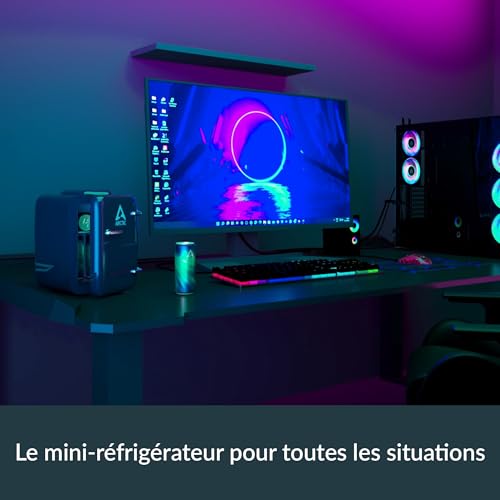 ARCTIC Fridge - Mini-réfrigérateur 4L pour boissons & cosmétiques, avec fonction refroidissement & chauffage, 12 V DC & 220 V AC, idéal pour voiture, bureau, camping & voyages, prise UE - Bleu – Image 3