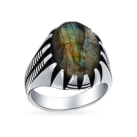 Men's Iridescent Labradorite Claw Ring Cover