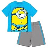 Minions Little Boys T-Shirt and Mesh Shorts Outfit Set Blue/Gray 6