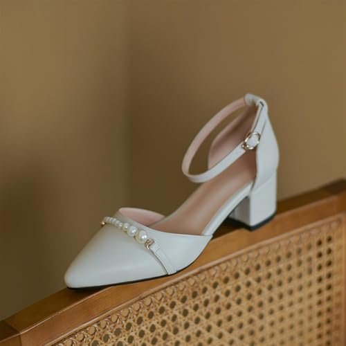 Women's Chunky Block Heels Sandals Closed Pointed Toe Ankle Strap Heeled Sandals Party Prom Dress Shoes4