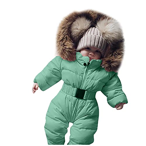 Image of PlayMate Boys Outfits&Set Newborn Infant Baby Boys Girls Snowsuits Hoodie Jumpsuit Winter Warm Padded Thick Coat Outfit, Green, 3-6 Month