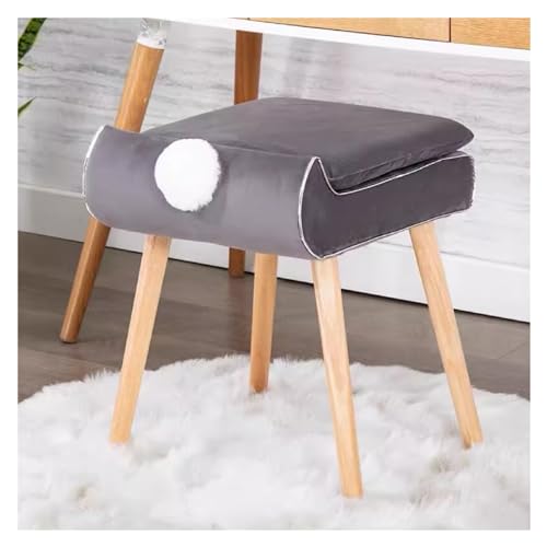 Taburete de tocador gris con almacenamiento y función de silla 2