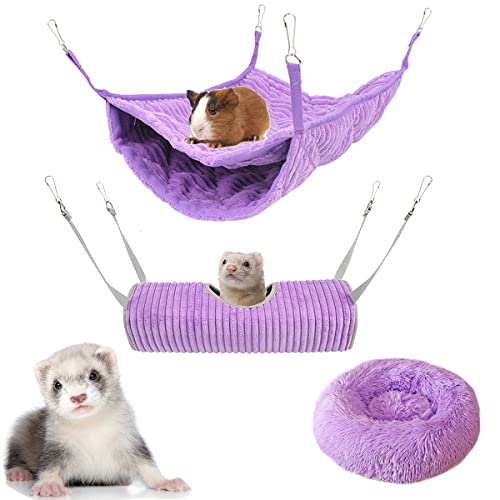 Hängematte für Kleintiere, Bett für Frettchen, Hängematte und Käfig Tunnel für Ratten, Hamster, Eichhörnchen, Zuckerplaner, Zubehör für Meerschweinchen, Frettchen, Tunnel zum Aufhängen für Käfig (C) Cover
