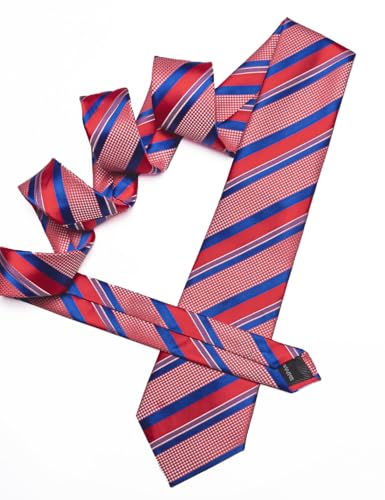Image of Barry.Wang Mens Tie Set Plaid Check Neckties Formal Business Wedding Luxury Pocket Square Cufflinks