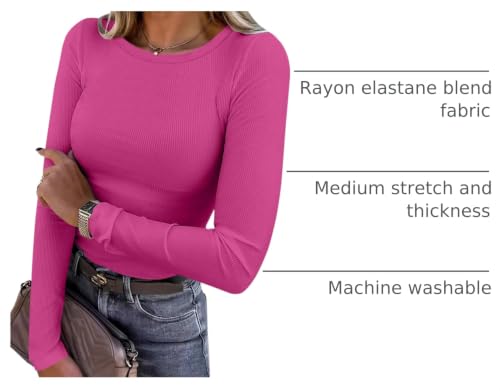 Image of ANRABESS Women Long Sleeve Shirts Rib Knit Slim Fit Tops Basic Tee Spring Outfits Casual T-Shirt Underscrubs Layer Clothes