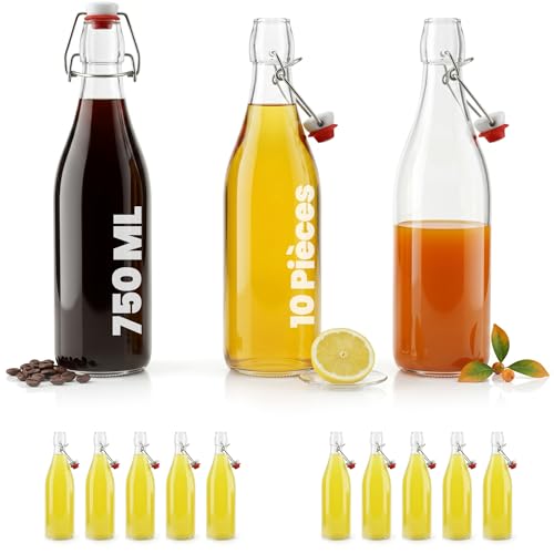 slkfactory 10 bouteille verre 75cl – limonade lot bouteille en verre 750 ml bouchon mécanique...