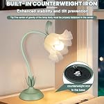 Flower Desk Lamp,LED Reading Light Bedside Vintage Flower Night Light,3 Colors Modes Cute Bedside Lamps Decor,Living Room Bedroom Room Kawaii Lighting Table Lamps Home Decoration (Green) - Image 4