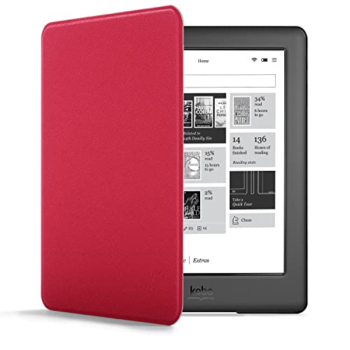 Forefront Cases Funda para Kobo GLO HD (Modelo: N437 2014)   Delgado, Ligera y Protectora Funda para Kobo GLO HD   Smart Auto Sueño Estela Función (Carcasa)   Rojo