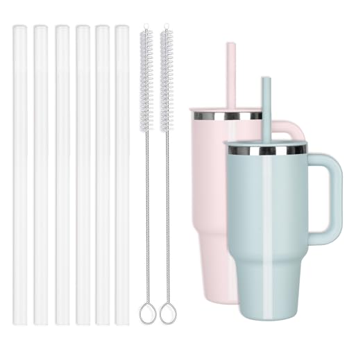 Jetstop 6 Replacement Straws for Hydro Flask Tumbler with Handle 32 oz 40 oz, Reusable Straw for HydroFlask Press-in Straw Lid (32 oz, 7.76 inch)