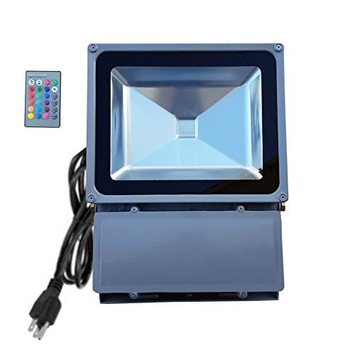 100W RGB Flood Light - TDLTEK 100W RGB Color Changing LED Flood Light/Spotlight/Landscape Lamp/Outdoor Security Light with[ Memory Function] and [Remote Controller]