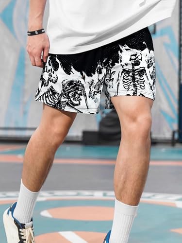 DIOTSR Mens Graphic Shorts Casual Flat Front Shorts Cool Streetwear Designer Shorts Drawstring Summer4