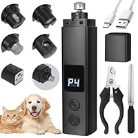 BUOAZR Krallenschleifer für Hunde 4-Gang mit LED-Licht,Elektrischer Hundekrallenschneider, Superleise, USB Wiederaufladbar Hundekrallenfeile für Große, Mittelgroße und Kleine Hunde und Katzen(Schwarz)