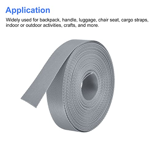 Image of MECCANIXITY Flat Nylon Webbing Strap 1 Inch 15 Yards Gray for Backpack, Cargo Strap, Luggage-rack
