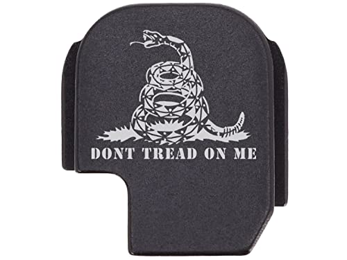 NDZ Performance Rear Slide Cover Back Plate for SIG Sauer P365 P365X P365 XL P365 SAS 9MM Laser Engraved Hardcoat Anodized Aluminum in Black - Don't Tread On Me Snake Squares