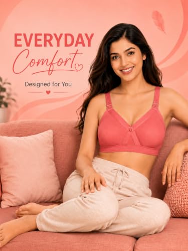 Image of SONA Super Fit Everyday Non Padded Side Support Cotton Full Coverage Bra for Women with Transparent Strap Plus Size Bra