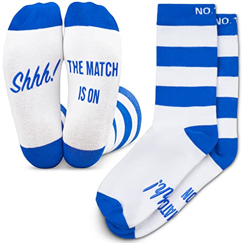 Football Fan Lounge Socks - Great Gift For Football Fans - Shhh! The Match Is On (White/Royal Blue)