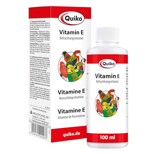 Quiko Vitamina E 100ml líquido - Vitamina fertilizante para aves de compañía, palomas de carreras y pollos - Favorece la cría y promueve óptimo resultados de cría