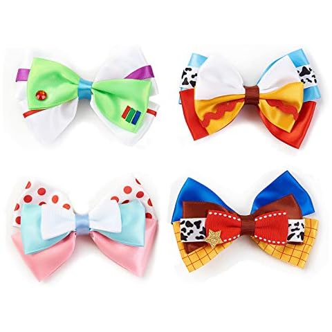 JiaDuo Baby Girls Hair Bow Clips 4pc Cartoon Birthday Party Dress Up Accessories 4 Inch Cover