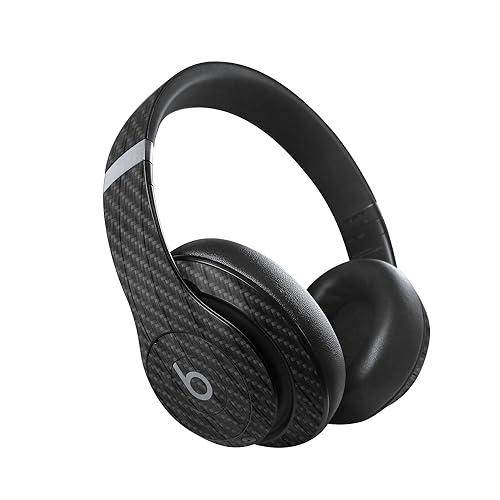 Image of MightySkins Carbon Fiber Skin Compatible with Beats Studio Pro - Black Wood | Protective, Durable Textured Carbon Fiber Finish | Easy to Apply