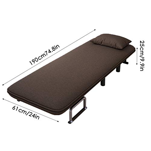 Folding Sleeper Chair Lounge Couch for Office Nap, Folding Sofa Bed Folding Sleeper Chaise Lounges with Folding Arm, Leisure Recliner Single Sleeper Convertible Chair Memory Foam Mattress (Coffee) - Thumbnail 5