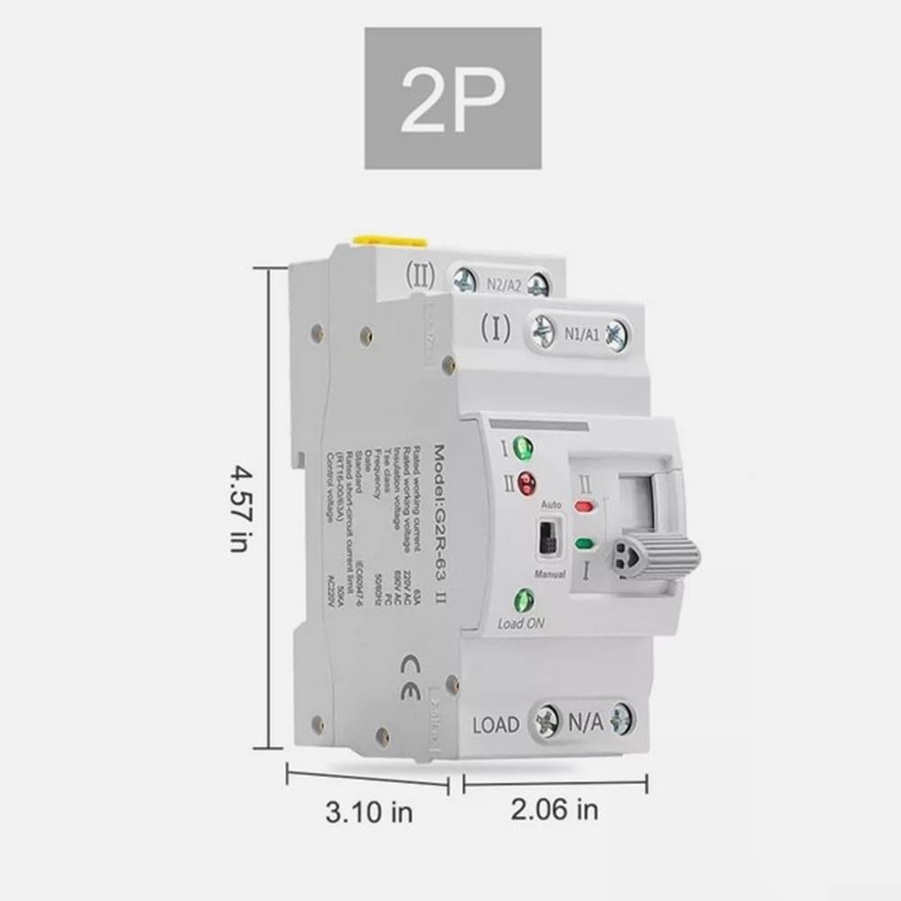 Zilimontt commutatori di trasferimento elettrico ATS, commutatore di trasferimento automatico a doppia alimentazione, commutatore selettore elettrico ATS a doppia alimentazione 63A 2P 220V